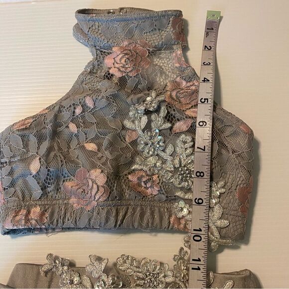 Weissman dance costume 2 piece gray We Belong
13428 lace sequin child SC 6 - Picture 6 of 13